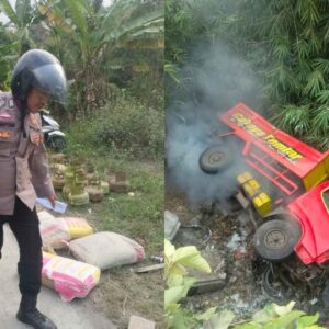 Polsek Bojongmanik Gerak Cepat Tangani Kecelakaan Dump Truck di Babakan Kasendor